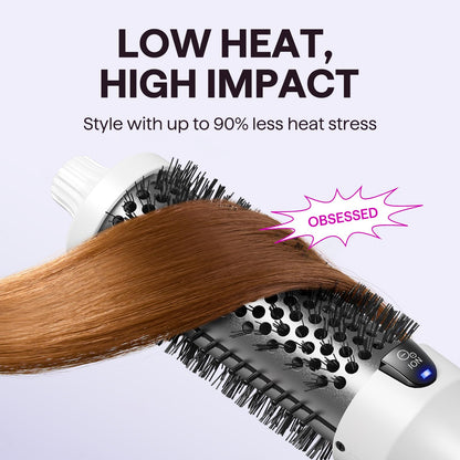Wavytalk Thermal Brush, Blowout Boost 1.5 inch Heated Round Brush for Blowout Look, Dual Voltage, Pink, Sakura, Tourmaline Ceramic, Negative Ion Technology, 5 Temperature Settings, Less Damage