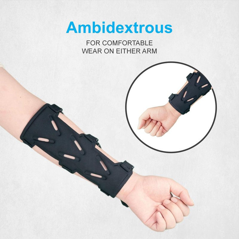 NRJSSCC Archery Arm Guard, Adjustable Strap Buckle Bow Arm Guards & Forearm Protector Bracer for Adults, Men, Women. Ideal for Hunting, Target Shooting, and Practice, Black