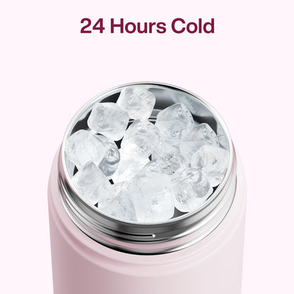 Insulated Water Bottle with Straw - Encool Stainless Steel Water Bottle, Leak-Proof, BPA-Free, Double Wall Vacuum Keeps Cold for 24 Hours for Sports, Travel, School (26 oz, Cotton Candy)