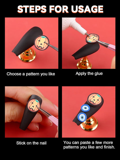 Halloween Nail Art Sequins, Kalolary 3D Skull Spider Pumpkin Bat Ghost Witch Shape Polymer Clay Slices for Acrylic Nails Design Halloween Party Decor（3 Boxes）