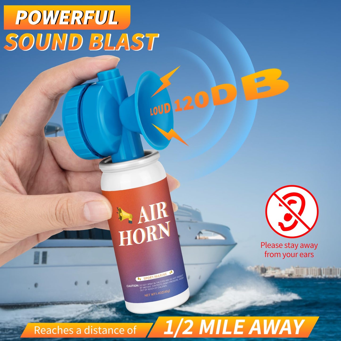 Air Horns for Safety Loud Marine, Air Horns Can 1.4oz Mini Small Handheld for Boat Sporting Events Emergency Use Camping Hiking Outdoor, 1 Pack