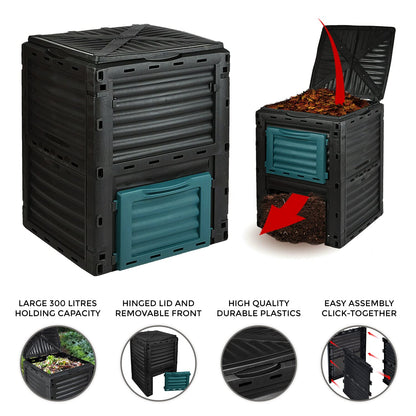 300L Outdoor Garden Compost Bin Eco Friendly Organic Waste Converter