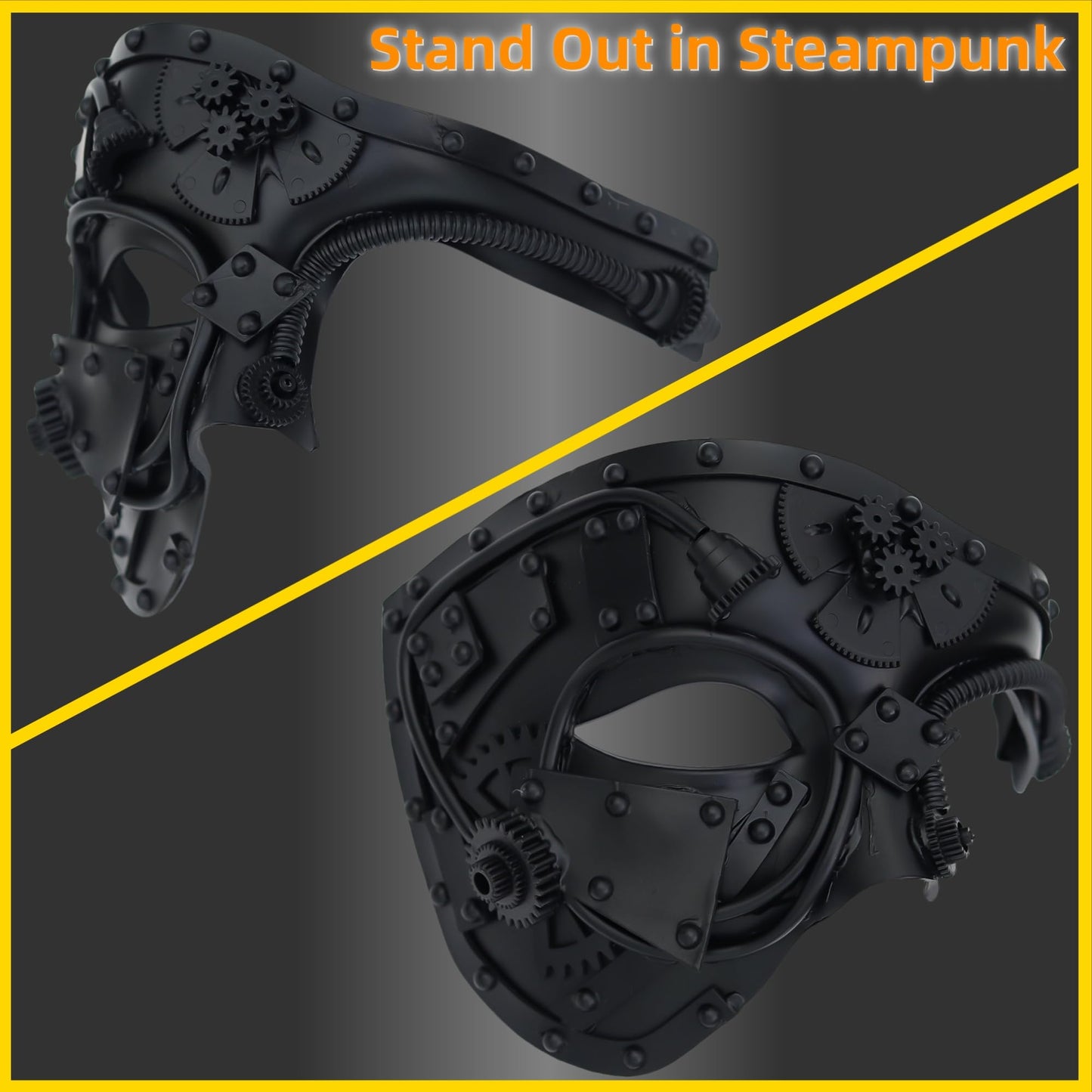 Ubauta Steampunk Cyborg Venetian Mask, Masquerade Mask For Halloween Costume Party/Phantom Of The Opera/Mardi Gras Ball
