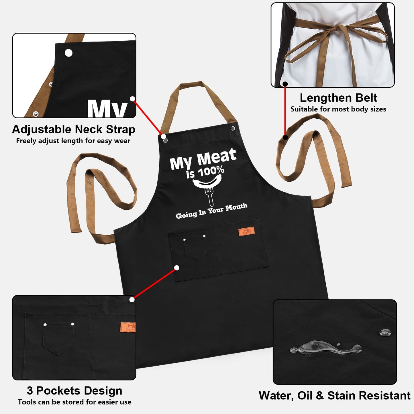 HBESTIE Gifts for Boyfriend, Husband Gifts from Wife, Christmas, Birthday Gifts for Men, Naughty Gifts for Him, Anniversary Mens Funny Gifts Gag Gifts - Kitchen Chef Apron w Pockets