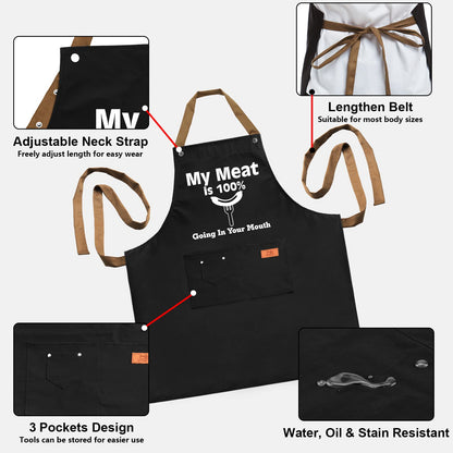 HBESTIE Gifts for Boyfriend, Husband Gifts from Wife, Christmas, Birthday Gifts for Men, Naughty Gifts for Him, Anniversary Mens Funny Gifts Gag Gifts - Kitchen Chef Apron w Pockets