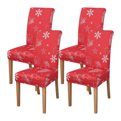FORCHEER Dining Room Chair Covers 4 Chirsmas Stretch Kitchen Chair Slipcovers Set of 4 Washable- Christmas Red
