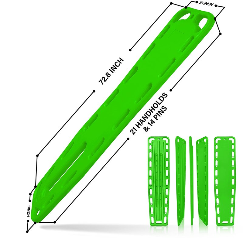 SURGICAL ONLINE First Responder EMT Backboard Spine Board Rescue Stretcher Immobilization with Head Bed and Spider Straps - Gift EMT Trauma Bag (Green)
