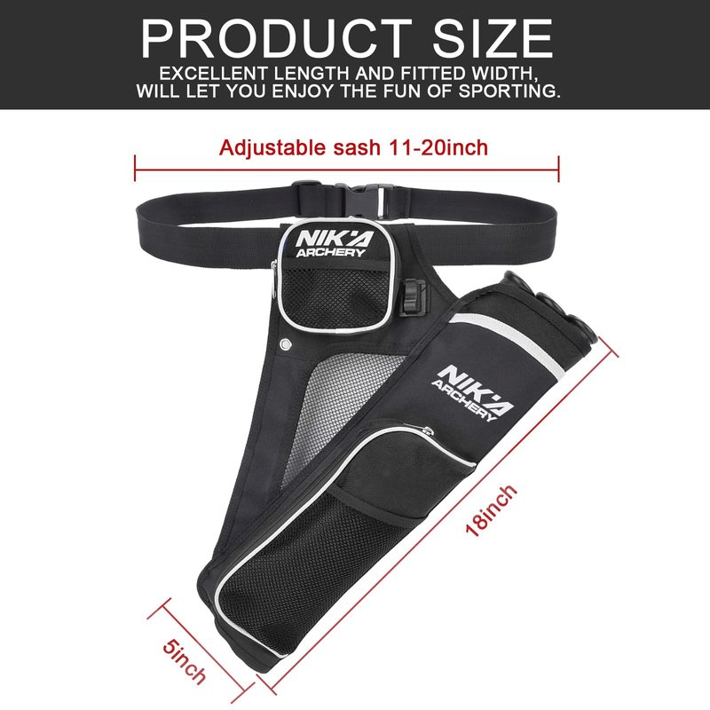 SHENG-RUI Archery Arrow Quiver Holder, L/R 3-Tubes Hip Quiver Arrow Bag with Adjustable Belt for Youth & Adults Arrows Hunting Target Practicing
