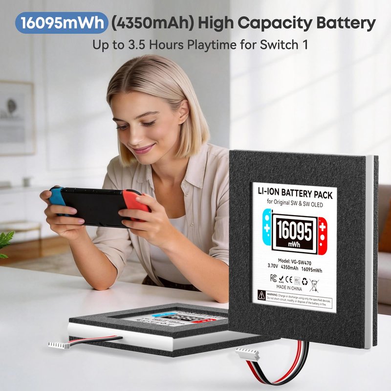 Kosker Switch 1 Battery Replacement Kit Compatible with Nintendo Console HAC-001 & OLED HEG-001, 16095mWh HAC-003 Switch Battery with Extra Repair Tools Kit for Extended Gaming, 1 Pack