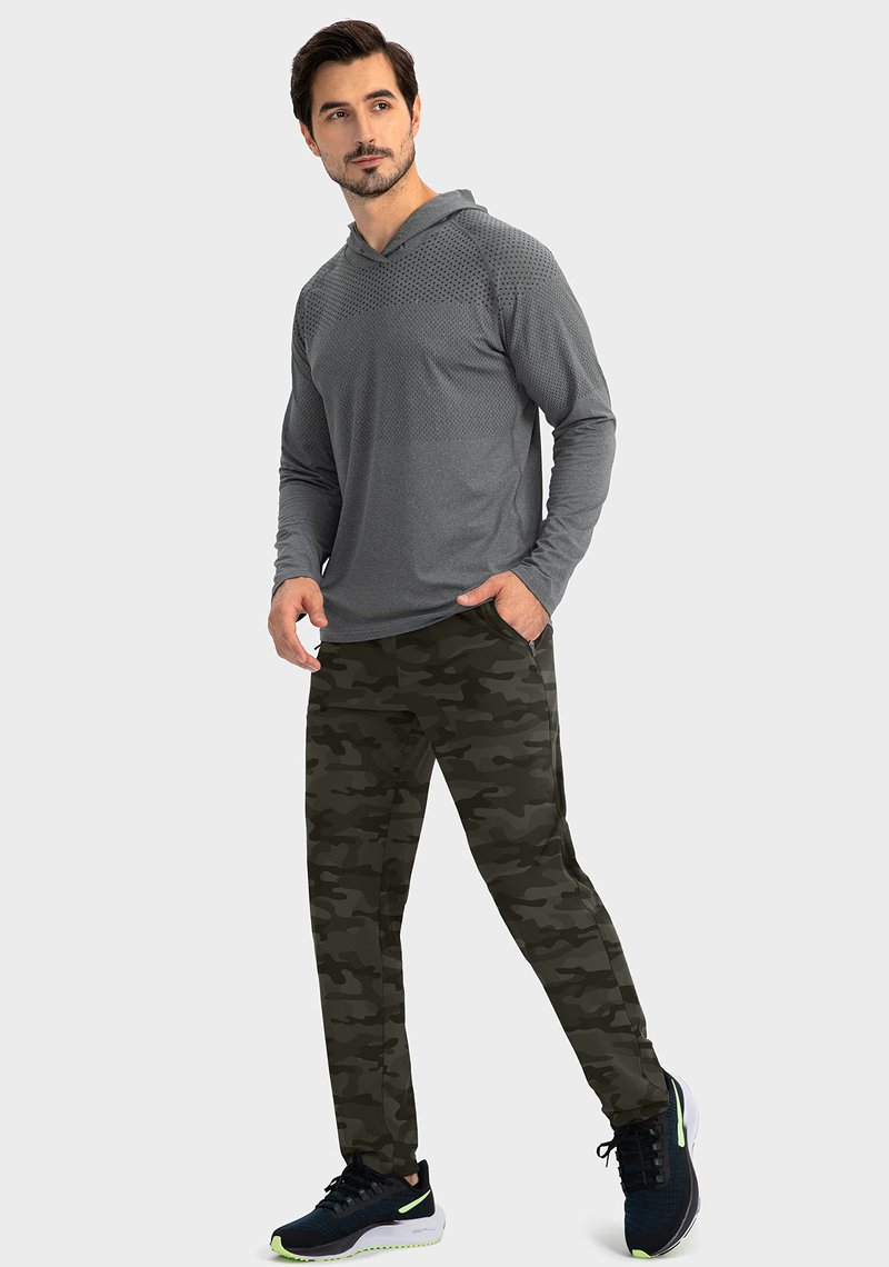 G Gradual Men's Sweatpants with Zipper Pockets Tapered Joggers for Men Athletic Pants for Workout, Jogging, Running (Green Camo, Large)