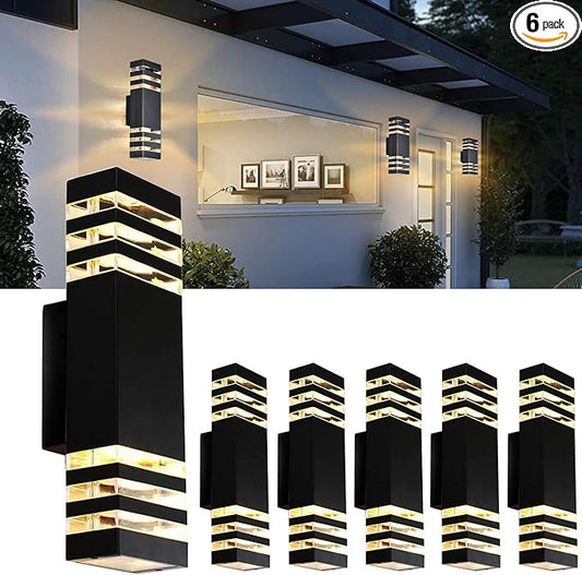 6Pack 15inch Outdoor LED Wall Lights,4000K Day White Outdoor 18W Wall Light Aluminum Body Waterproof IP65 led Porch Light for House Patio Garage Garden.(No Sensor)