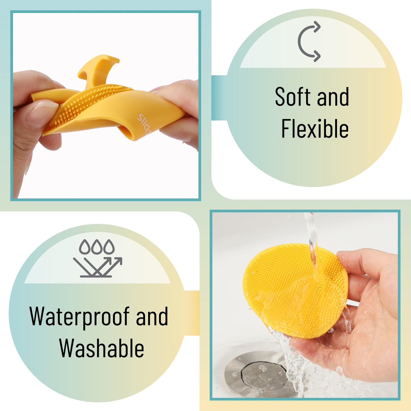 Slick- Silicone Facial Cleansing Brush, 4 Pack, Silicone Face Scrubber Exfoliator