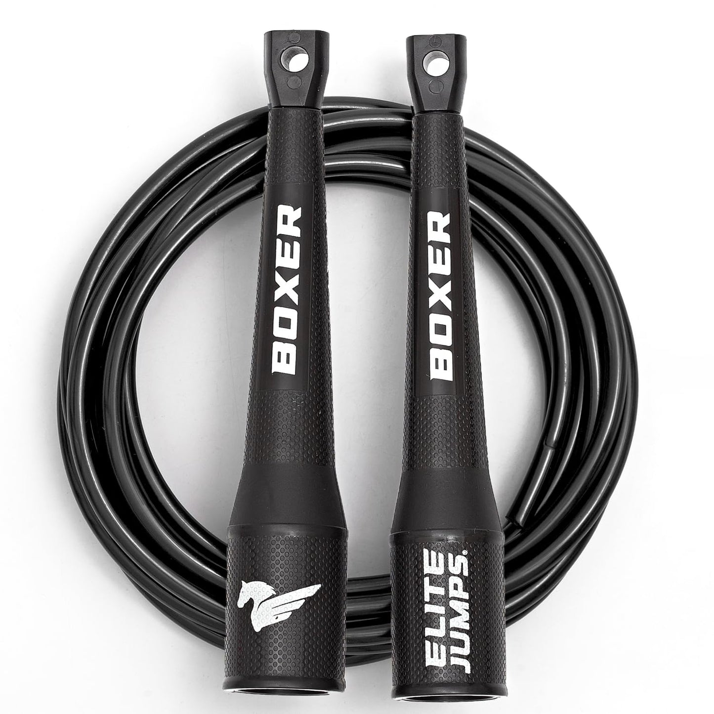 EliteSRS 10 Foot Outdoor Rated 5Mm Pvc, Boxer Jump Rope 3.0 with Smooth Action Polymer Handles and Ergonomic Slip-Resistant Dimpled Grips Black