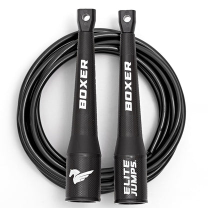 EliteSRS 10 Foot Outdoor Rated 5Mm Pvc, Boxer Jump Rope 3.0 with Smooth Action Polymer Handles and Ergonomic Slip-Resistant Dimpled Grips Black