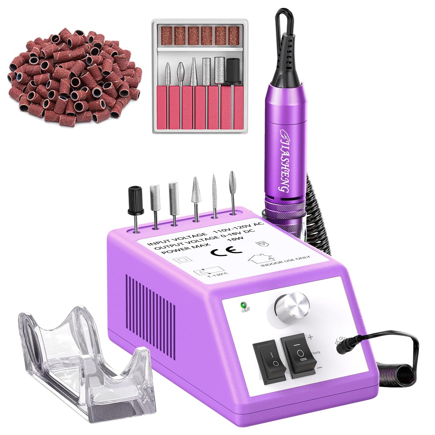 20000RPM Electric Nail Drill Professional Nail File Drill Acrylic Nails Kit for Manicure Gel Nail Polish Remover with 1 Pack of Sanding Bands(Pink)