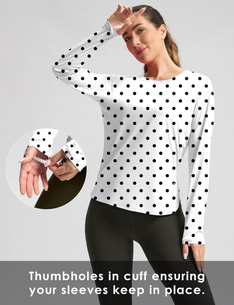 Women's Sun Shirts UPF 50+ Long Sleeve UV Protection Shirt Lightweight Quick Dry Workout Hiking Tops for Women(Black Dot,XXXL)
