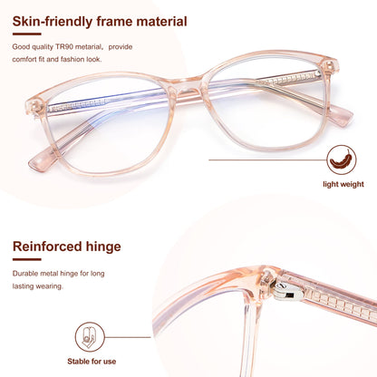 Madison Avenue Blue Light Blocking Glasses Anti Eyestrain UV Glare Blue Light Glasses for Women TV Phone Computer Gaming Eyeglasses Liberty (Crystal Brown)