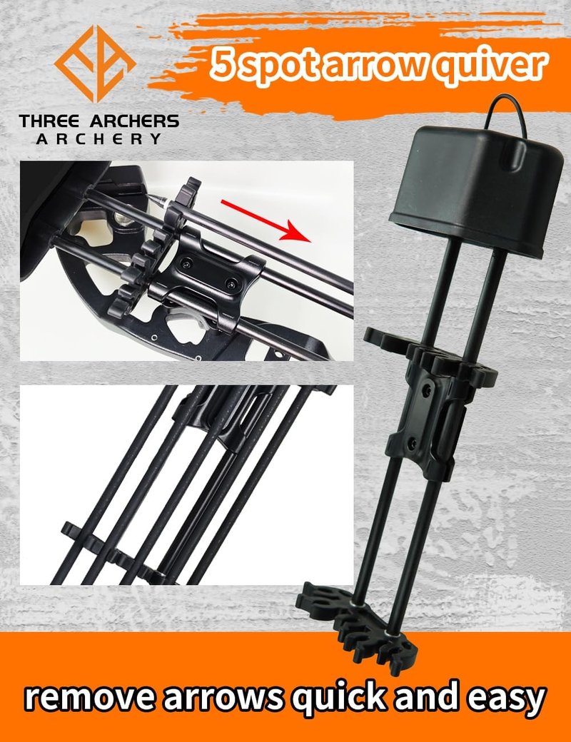 Three Archers 5 Spot Arrow Quiver - Quick Detach Mounted Bracket for Compound Bow | Portable for Shooting & Hunting