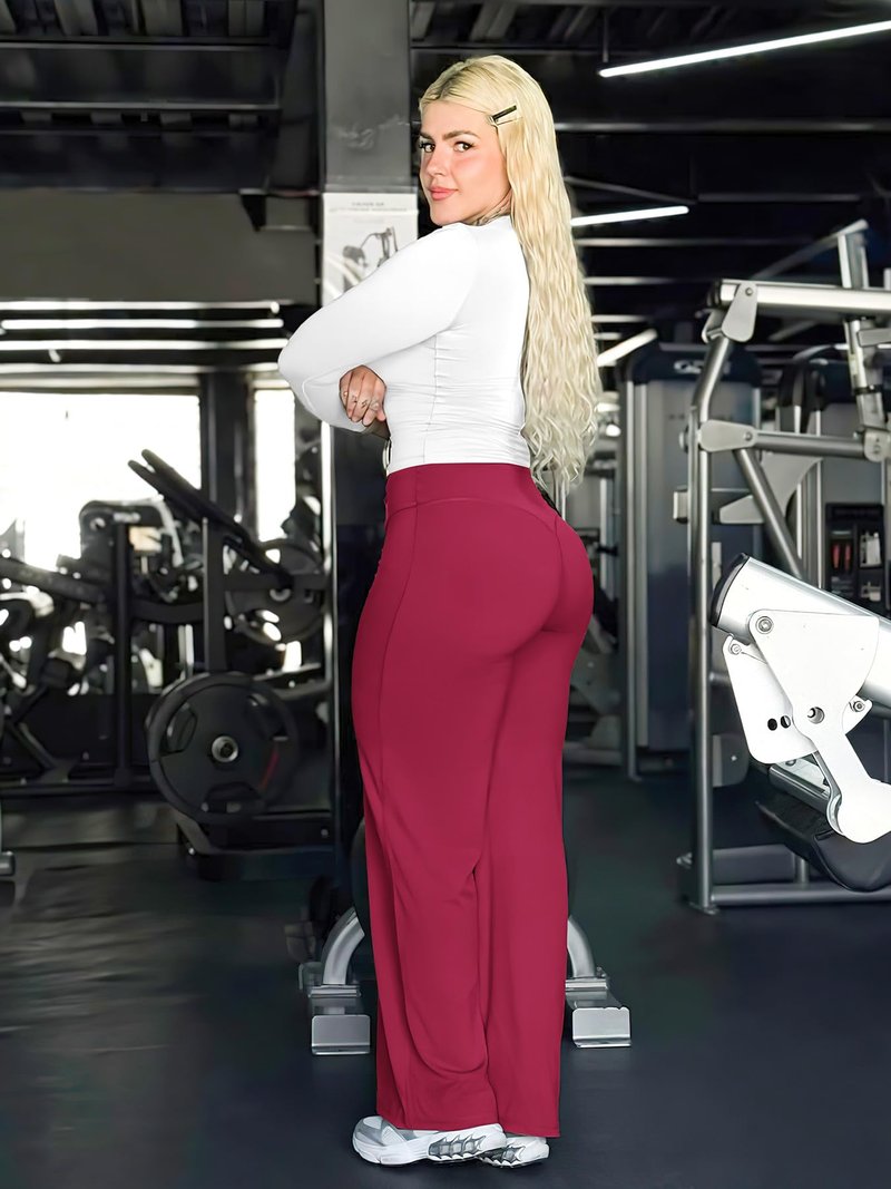 YEOREO Workout Leggings Womens No Front Seam Straight Leggings 31.5" High Waist Buttery Eddiy Gym Yoga Pants Ruby Red XL