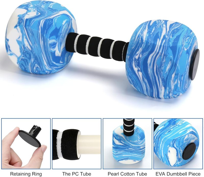 Water Dumbbells - 2-Pack EVA Foam Aquatic Exercise Barbells for Men, Women & Youth | Perfect for Water Workouts