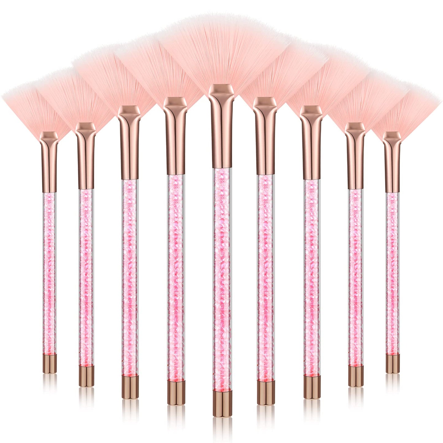 9 Pieces Facial Fan Mask Brushes, Soft Facial Applicator Brushes Tools for Peel Glycolic Makeup for Mud Cream(Champagne)