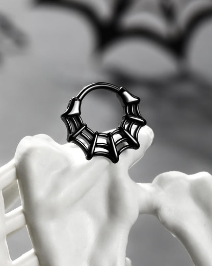 COCHARM Black Spider Web Septum Ring Halloween Septum Nose Rings 16G Helix Hoop Earring Black Daith Piercing Jewelry Stainless Steel