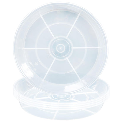 Afrine 6 Pack Plant Saucer Drip Tray, 4 5 6 8 9 10 12 14 16 18 inch, Heavy Sturdy Plastic Planter Flower Pot Saucers for Indoor Outdoor Garden, Plant Water Drip Trays for pots Base (4", Clear)