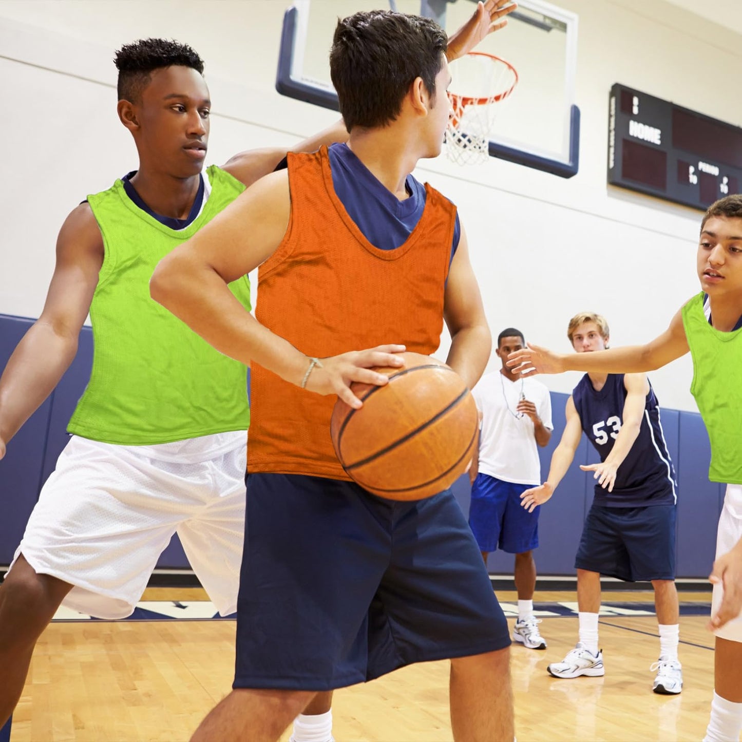 Mofech Mesh Scrimmage Pinnies 12 PCS Team Practice Pennies Youth Adult Training Sports Jerseys For Soccer Basketball Football Green