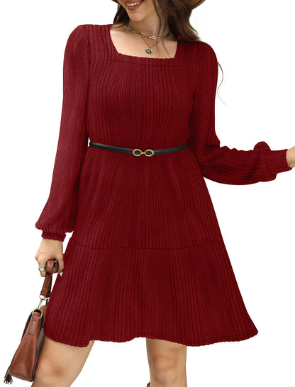 Christmas Dresses for Women Long Sleeve Flowy Winter Dress 2025 Red M