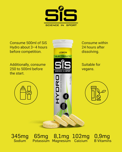 Science in Sport Hydro Electrolyte Tablets 160 pcs. Lemon – Vegan & Gluten-Free, Ideal to Promote Hydration and Maintain Electrolytes Balance (Packaging May Vary)