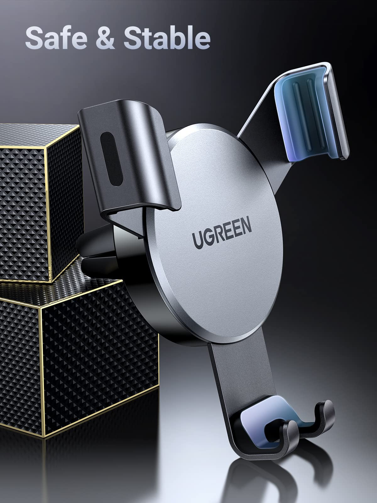 UGREEN Car Phone Holder Air Vent, Gravity Phone Mount Cradle Reliable Stable Hands-Free, Compatible with iPhone 17 Pro Max 17Air 16/15/14/13/12/11, Galaxy S25/S24/S23/S22/S21, Pixel 10/9/8(Silver)
