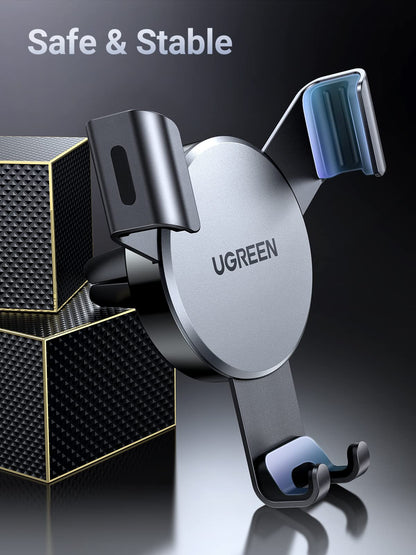 UGREEN Car Phone Holder Air Vent, Gravity Phone Mount Cradle Reliable Stable Hands-Free, Compatible with iPhone 17 Pro Max 17Air 16/15/14/13/12/11, Galaxy S25/S24/S23/S22/S21, Pixel 10/9/8(Silver)