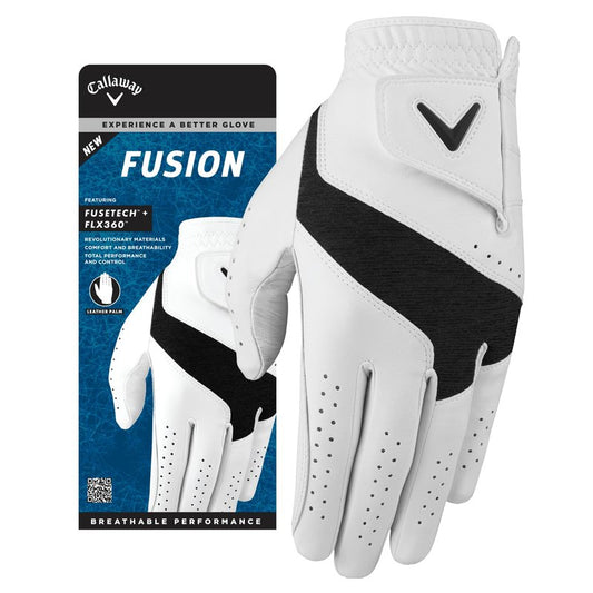 Callaway Golf Fusion Glove (Standard, XX-Large, White/Charcoal, Worn on Left Hand)