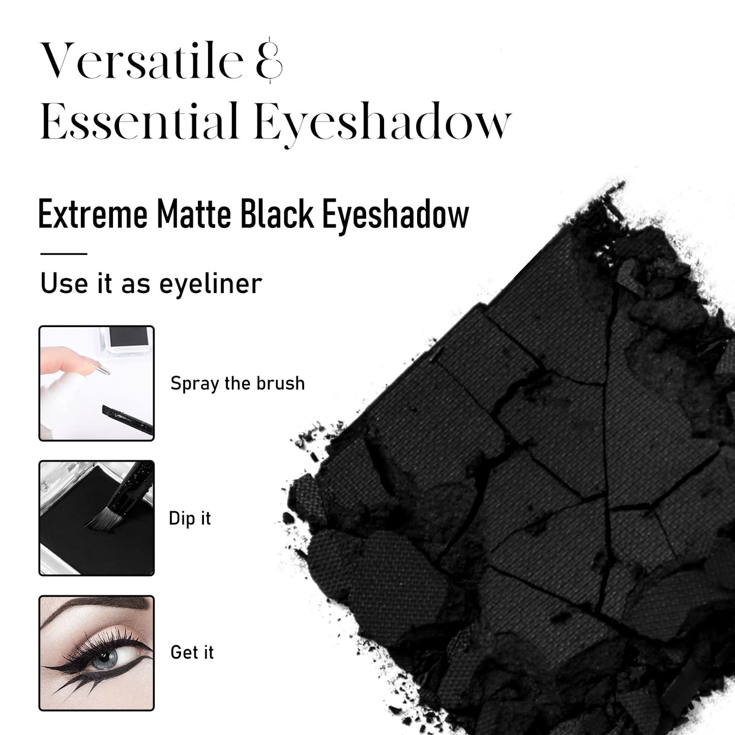 BEPHOLAN Single Matte Black Eyeshadow Palette,Cake Eyeliner Powder Goth Makeup Eyeshadow, Black Gothic Vampire Blood Makeup,Black Rose