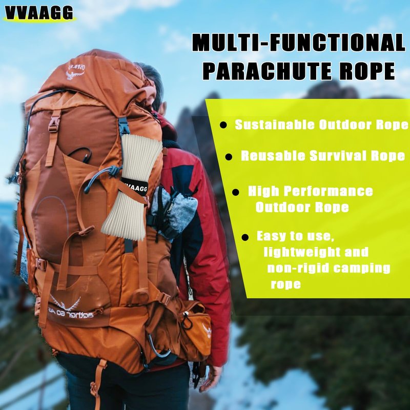 VVAAGG 1000 White Paracord 200FT Utility Parachute Cord 4mm Nylon String12 Strand Nylon Camping Rope, Tent Rope, Clothsline Rope for Survival & Camping Gear(White, 200FT)