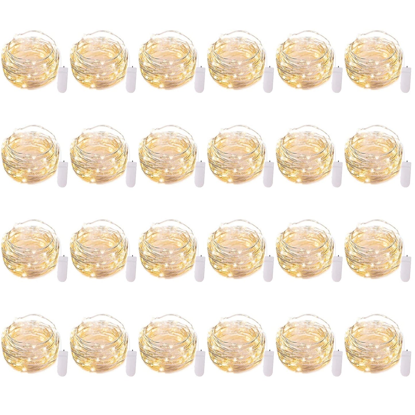 Brightown 24 Pack Fairy Lights Battery Operated - 7Ft 20 Led Mini String Lights Silver Wire Waterproof Firefly Starry DIY Lights for Bedroom Patio Wedding Party Christmas Decor (Warm White)