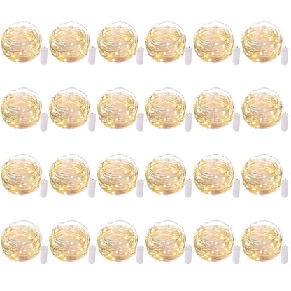 Brightown 24 Pack Fairy Lights Battery Operated - 7Ft 20 Led Mini String Lights Silver Wire Waterproof Firefly Starry DIY Lights for Bedroom Patio Wedding Party Christmas Decor (Warm White)