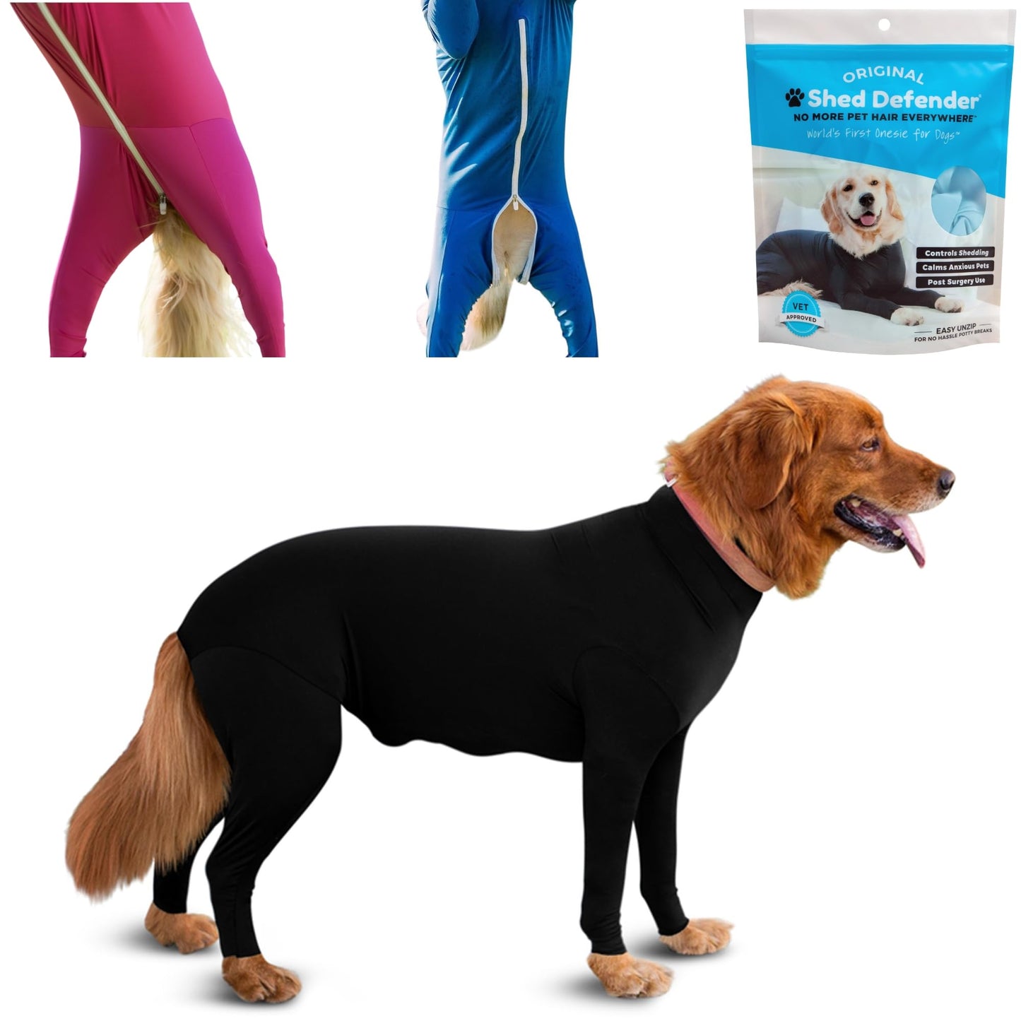 Shed Defender Bodysuit for Dogs - Original Dog Onesie Shedding Shirt - Seen on Shark Tank - Contains Dog Hair, Anxiety Calming Surgery Recovery Suit - Vet Approved