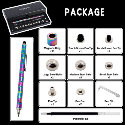 Fidget Pen Magnetic Pen - Gift for Teenager Boys Girls 8 9 10 11 12 13 14 Years Old - Anxiety Relief Toy Birthday Gifts Cool Gadgets Fidget Toy for Dad Son Men Women (Multicolor)