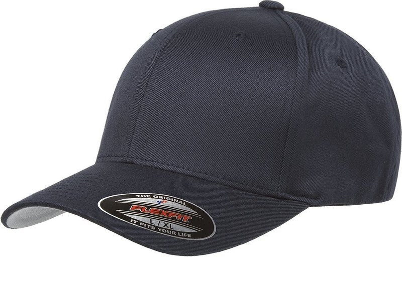Flexfit Men's Wooly Combed Twill Fitted Baseball Cap, Dark Navy, Large-X-Large