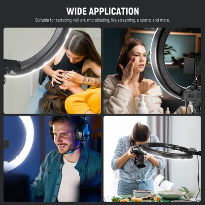NEEWER Ring Light Kit: 18"/45cm Outer 55W 5600K Dimmable LED Ring Light, Light Stand, Carrying Bag for Camera, Smartphone, YouTube, TikTok, Self Portrait Shooting, Black