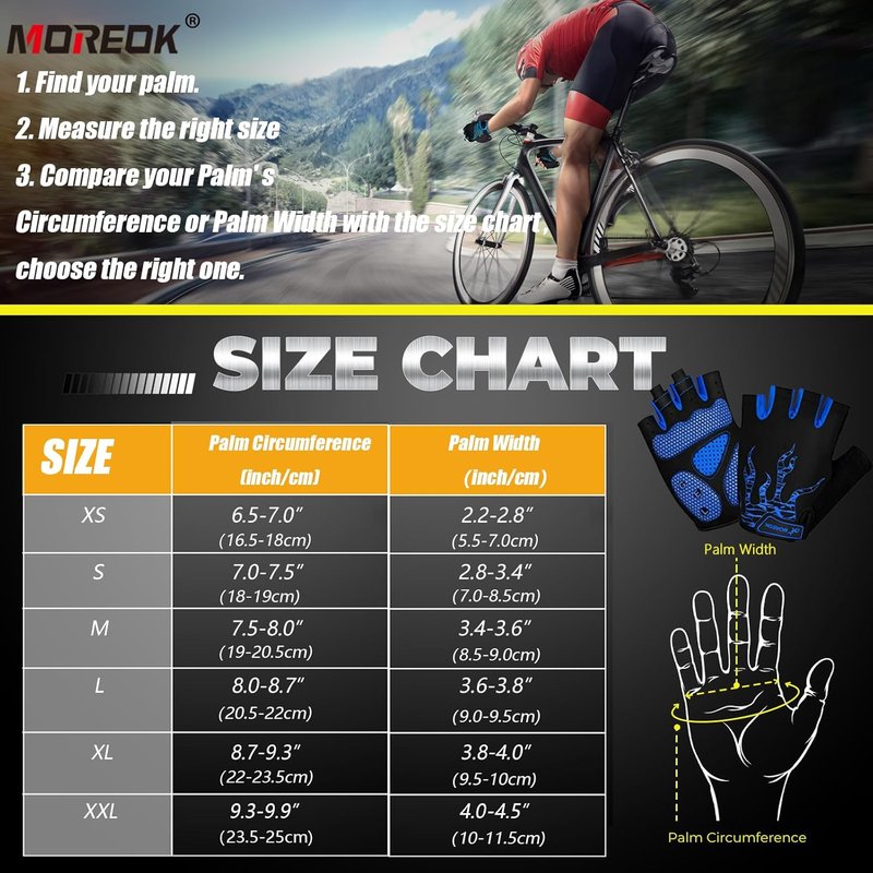Cycling Gloves for Men & Women - 5MM Gel Pad Half Finger Bike Gloves for Cycling, Weight Lifting & Outdoor Sports