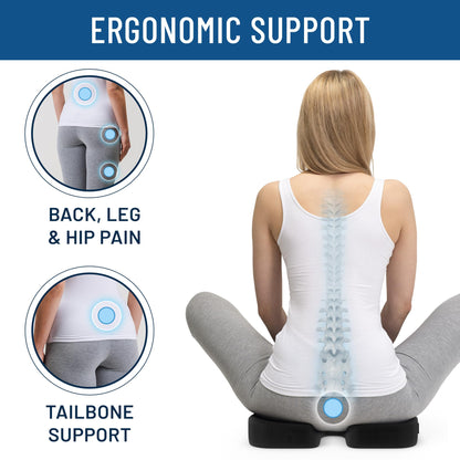 Everlasting Comfort Car Seat Cushion for Driving - Wedge Car Cushion for Office, Travel, Gaming Chair - Memory Foam Booster Seat - Non-Slip, Washable Cover