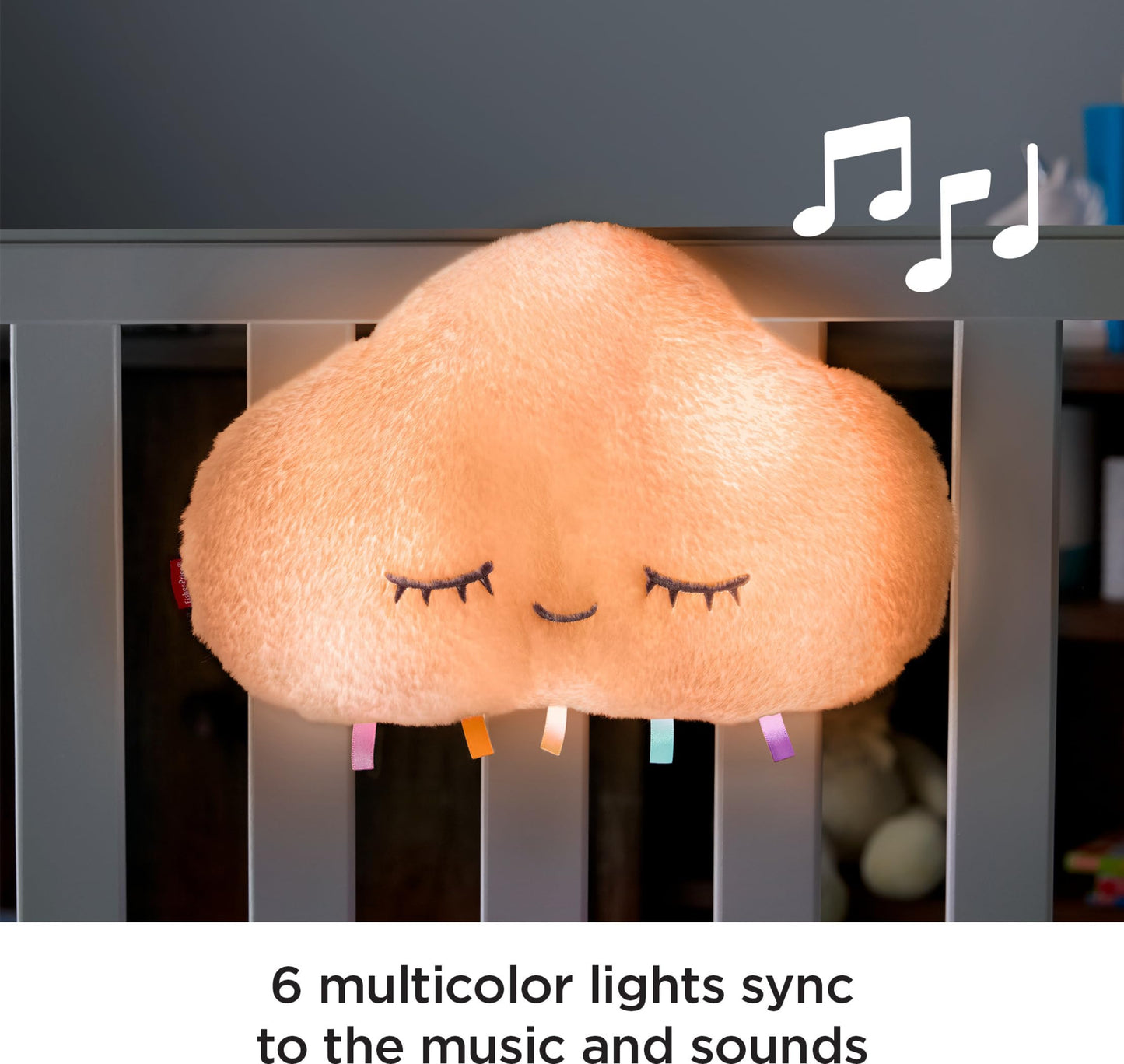 Fisher-Price Baby Sound Machine Twinkle & Cuddle Cloud Soother Crib-Attach Plush with Lights for Infant to Toddler, GJD44