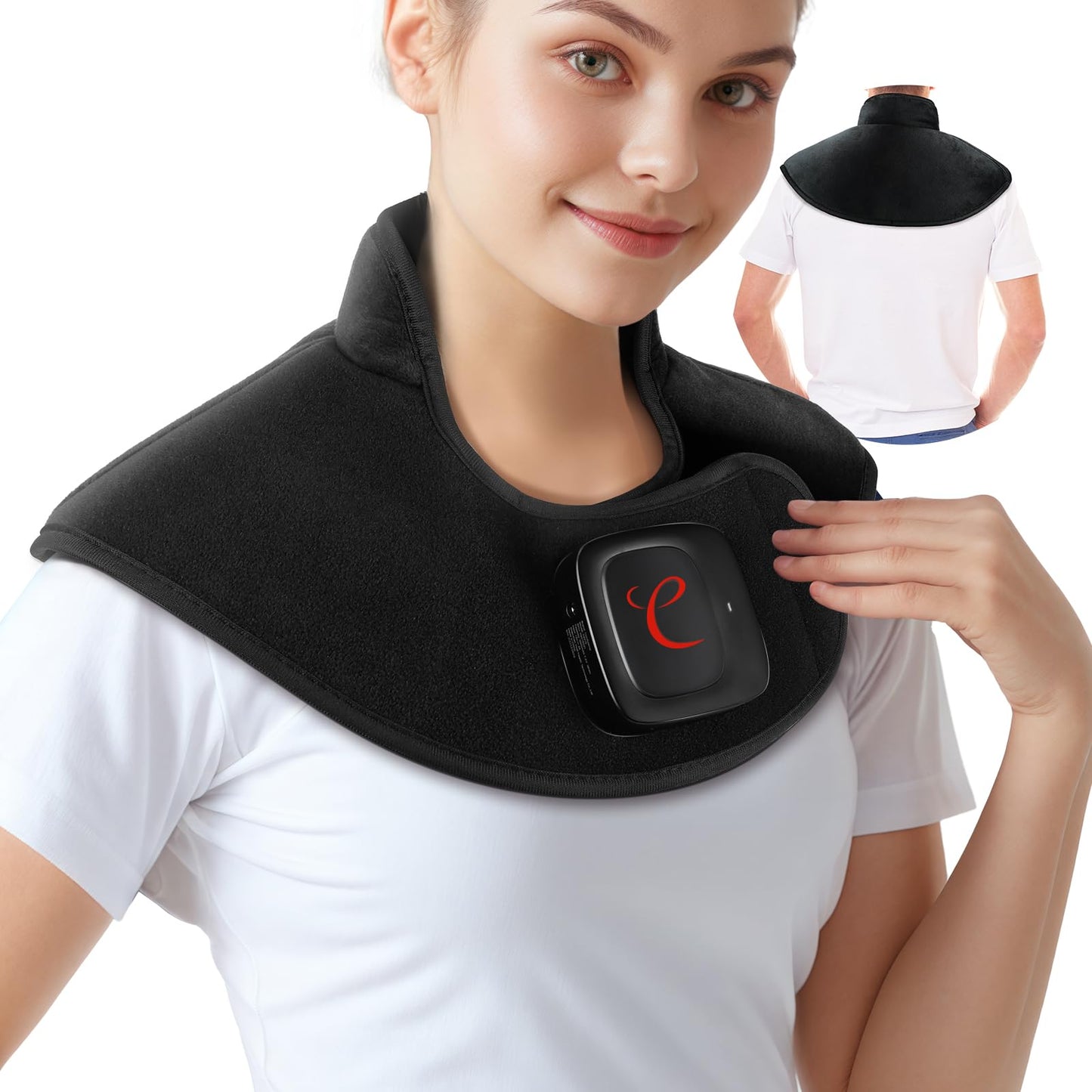 Comfytemp 2.5lb Cordless Heating Pad for Neck Pain Relief, Weighted Rechargeable Heat Pad, FSA HSA Eligible, Electric Neck Heater with 210Mins~450Mins of Battery Life, 9.5"×19" Wrap Suit for S/M Size
