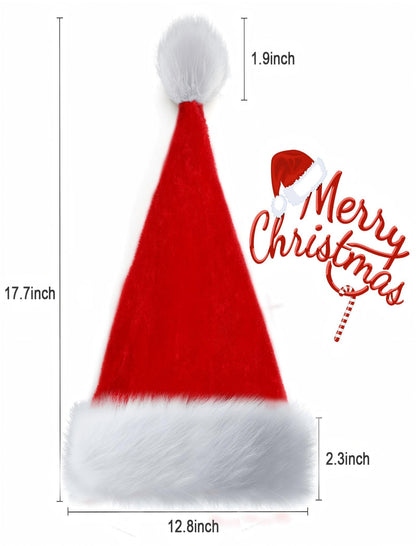 Haomaomao Christmas Hats for Adults Santa Hat Red Double Thicken Velvet Warm Comfort Holiday Unisex Xmas Hat for New Year Festive Festival Party
