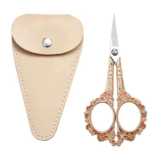HITOPTY Sewing Scissors Embroidery Scissors, 4.5in Rose Gold Crochet Scissor with Sheath for Craft Cross Stitch Needlework Artwork Thread Yarn Cutting