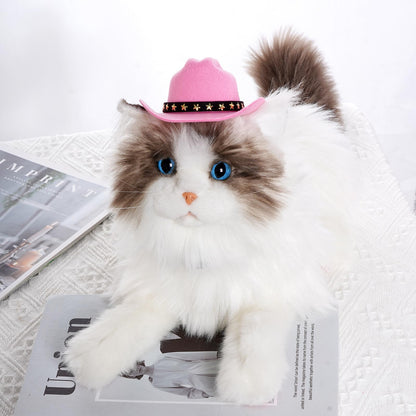choyaxo Pet Cowboy Costume Cosplay Cap Halloween Costumes for Dogs Cat Pet Party Decoration Mini Cowboy Hat (Pink, Medium)