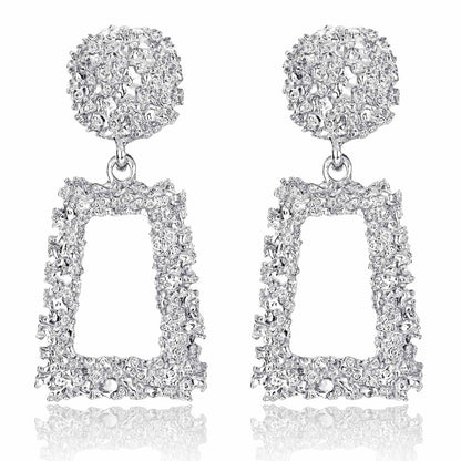 Diamday Earring Clip for Women Gold Hot Pink Ear Clips Women Without Pierced Ears Large Rectangular Geometric Dangle Earrings Fake Earrings Gold Earrings Non Piercing