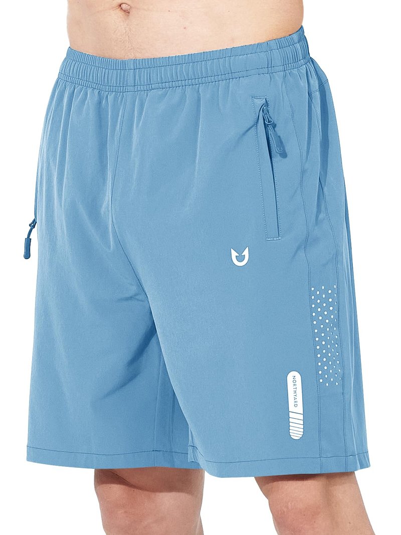 NORTHYARD Men's Athletic Running Shorts Gym Workout 7"/9"/5" Quick Dry Lightweight Sports Basketball Tennis 3 Zipper Pockets SkyBlue L